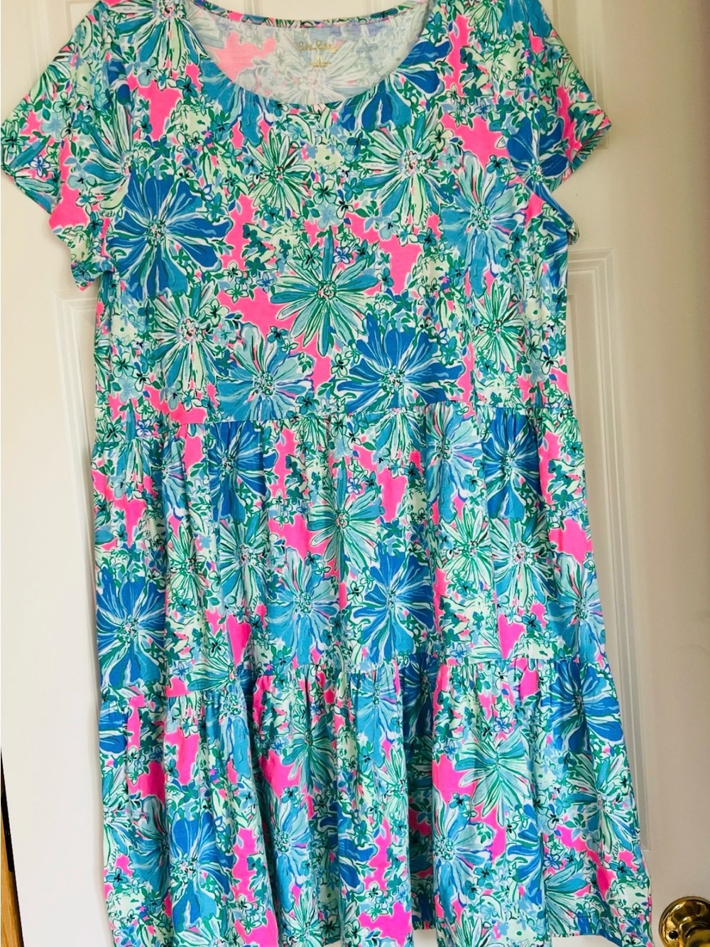 Lilly Pulitzer Geanna Short Sleeve Dress Soleil Pink Good Hair Day Size XL NWT